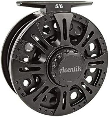 Aventik Z Fly Reel Center Drag System Classic III Graphite Large Arbor Sizes 3/4, 5/6, 7/8 Fly Fishing Reels (5/6