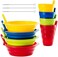 Plaskidy Cereal Bowls with Straws and Kids Straw Cups - Set of 4 Bowls with Straws for Kids, and 4 Straw Cups for Kids BPA Free Dishwasher Safe Great for Kids and Toddlers
