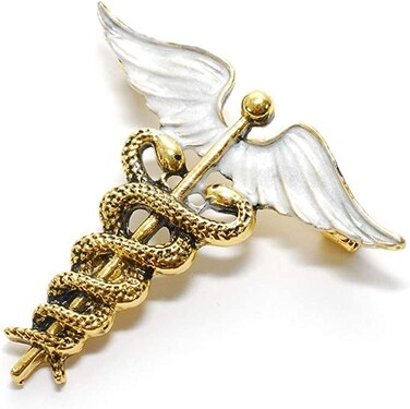 CocoRibbon Enamel Medical Symbol Caduceus Brooch Pins For Doctor Nurse Gift Brooches, enamel