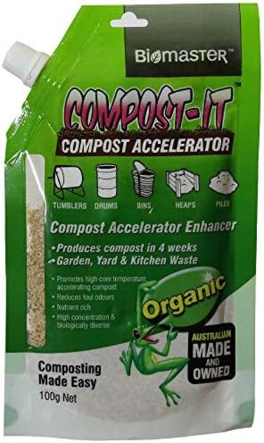 مُسرِّع/مُحفِّز التسميد Biomaster Compost-It، عبوة 100 غرام مزودة بفوهة لجميع أنظمة التسميد، (مركز طبيعي 100%)