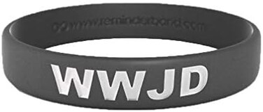 WWJD Black 100% Silicone Wristband - Silicone Rubber Bracelet - Christian Religious Events, Gifts, Support, Causes, Fundraisers, Awareness - Men, Women, Kids