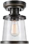 Globe Electric 44301 Charlie 1-Light Outdoor/Indoor Semi-Flush Mount Ceiling Light, Oil Rubbed Bronze, Clear Seeded Glass Shade, Bulb Not Included