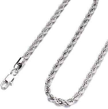 FEEL STYLE Men Necklace Stainless Steel Chain Sliver Plated Rope Chain 4mm 26 Inch Necklaces Jewelry