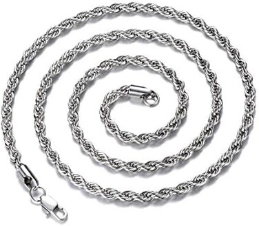 FEEL STYLE 3-5mm Stainless Steel Chain Necklace Twist Rope for Men Women Jewelry 14-30 Inch