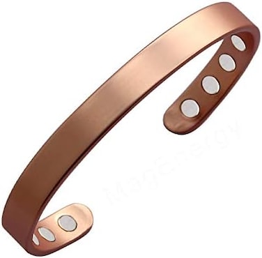 MagEnergy Copper Bracelet for Men and Women 99.9% Pure Copper Bangle 6.5" Adjustable for Arthritis with 8 Magnets for Effective Joint Pain Relief, Arthritis, RSI, Carpal Tunnel