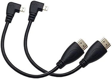 Seadream Angled Micro HDMI to HDMI Cable; 2pcs 8 inch 90 Degree Right Angle Micro HDMI Male to HDMI Male Cable Connector (2pcs Right Angled
