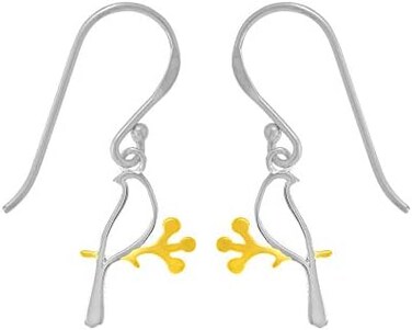 Boma Jewelry Sterling Silver Bird on a Branch 14 KT. Gold Vermeil Dangle Earrings