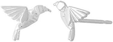 Boma Jewelry Sterling Silver Origami Hummingbird Stud Earrings