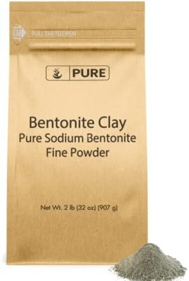 PURE ORIGINAL INGREDIENTS Organic Bentonite Clay (2 lb.by , Eco-Friendly Packaging, Fine Powder, CosmeticFood Grade, For Face Masks, Cleanses