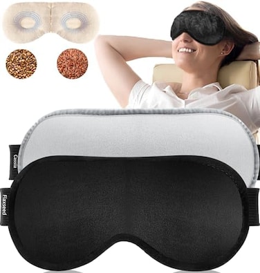 TOPOINT Heated Eye Mask Moist Heat Eye Compress(2-PacksMicrowave Heated Eye Mask with Flaxseed Cassia Seed for Dry EyesSPA Warm Eye Mask Relief Eye Fatigue Hot Sleeping Mask