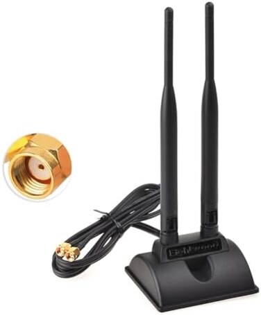 Eightwood Dual WiFi Antenna with RP-SMA Male Connector, 2.4GHz 5GHz Dual Band Antenna Magnetic Base for WiFi Wireless Router Mobile Hotspot