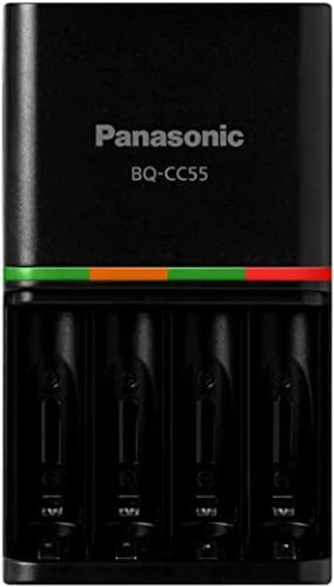 Eneloop Panasonic BQ-CC55KSBHA Advanced pro Rechargeable Battery 4 Hour Quick Charger with 4 LED Charge Indicator Lights, Black