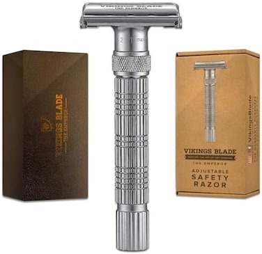 VIKINGS BLADE The Emperor Adjustable Safety Razor (Frosted Chrome