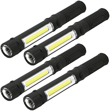 WUTL COB LED Work Flashlight with Magnetic Base and Clip Multi-Function Pocket Pen Light Inspection Work Light, 4 PCS
