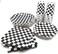 Oojami Serves 30Complete Party PackBlack and White Checkered9" Dinner Paper Plates7" Dessert Paper Plates9 oz Cups3 Ply NapkinsRace Car Party Theme