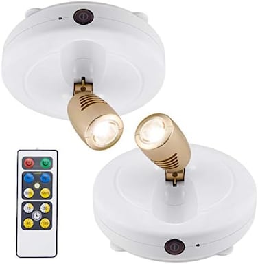 مصباح BIGLIGHT اللاسلكي، مصابيح إضاءة تعمل بالبطارية، مصباح LED صغير، إضاءة علوية قابلة للتعتيم مع جهاز تحكم عن بعد، يُلصق في أي مكان لإضاءة اللوحات/الصور/الأعمال الفنية/الخزائن/واجهات العرض، أبيض داف