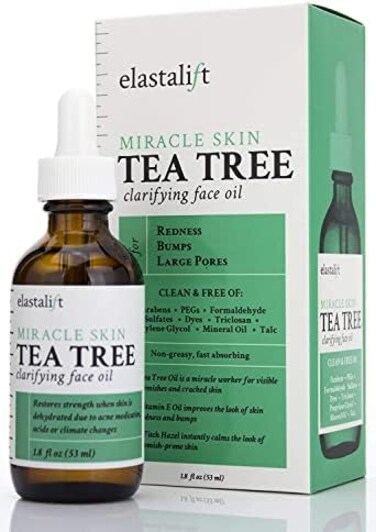 Elastalift (50ml- 50ml Tea Tree Oil for face with Witch Hazel. Clarifying Tea Tree Face oil helps with Redness, Bumps, and Large Pores. (50ml