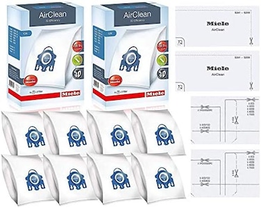 Miele GN AirClean 3D Efficiency Vacuum Cleaner Bags - 2 Boxes - Includes 8 Genuine Airclean GN Bags2 Genuine Super Air Clean Filter2 Genuine Pre-Motor Protection Filters