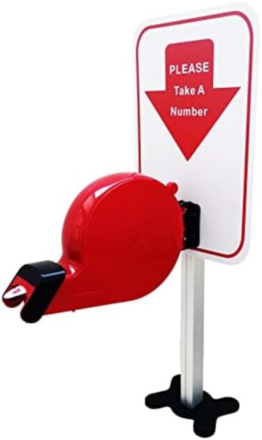 KOQICALL Take A Number System Ticket Dispenser with Counter Stand and 1 Roll Paper 2 Digits 2000 Tickets for Queue Call System