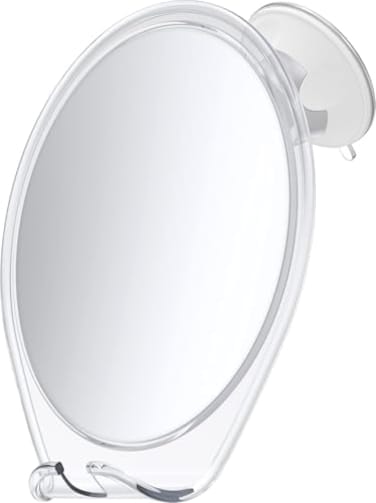 HONEYBULL Shower Mirror Fogless for Shaving - with Suction, Razor HolderSwivel, Small Mirror, Accessories, Bathroom Holds Razors (White