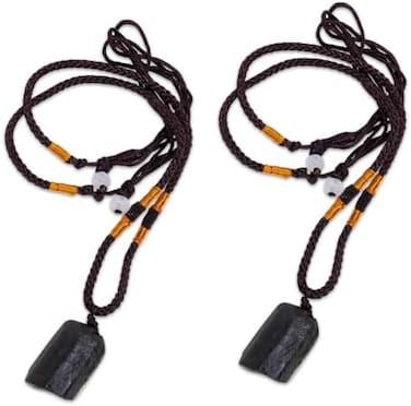 Comidox 2Pcs Natural Black Tourmaline Stone Pillar Pendant Necklace Tourmaline Amulet Natural Free Form Crystal Healing Pendant, Stone, Tourmaline
