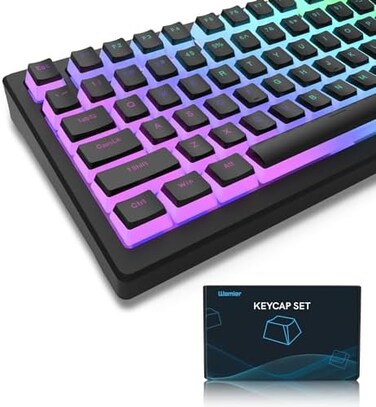 Womier Pudding Keycaps, PBT Keycaps 165 Keys Set, Custom Keycap Set, Shine Through OEM Profile, Universal Compatibility for 100%, 75%, 65%, 60% Mechanical Keyboards - Black