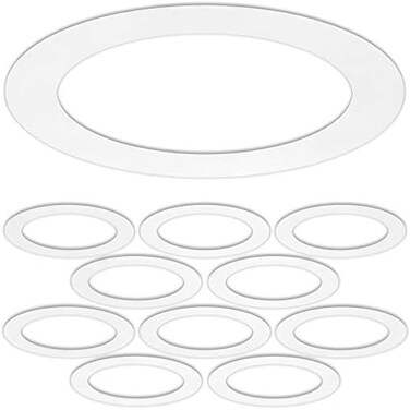 HARRRRD 10 Pack Extra Wide White Goof Trim Ring for 8 and 10 Inch, 10 Inch Outer Diameter, 6.25 Inch Inner Diameter, Recessed Can Down LED Light Lighting