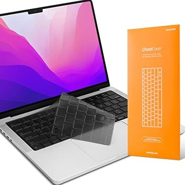 UPPERCASE GhostCover Original Premium Ultra Thin Keyboard Cover Protector, Compatible with 2025 2024 2023 2022 2021 M4/M3/M2/M1 Pro/Max MacBook Pro 14/16, M4/M3/M2 MacBook Air 13/15, US ANSI Layout, T
