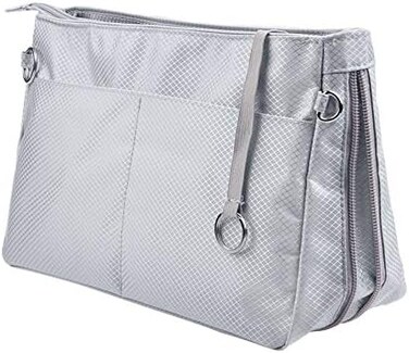 Vercord Expandable Nylon Handbag Purse Organizer Insert Liner Shaper Bag In Bag Beige Grey Large