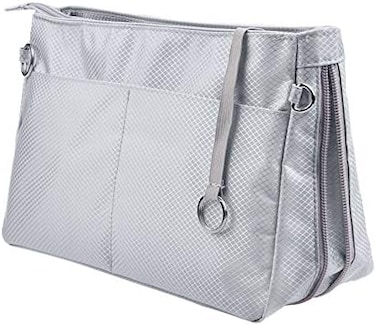 Vercord Expandable Nylon Handbag Purse Organizer Insert Liner Shaper Bag in Bag Beige Grey XLarge