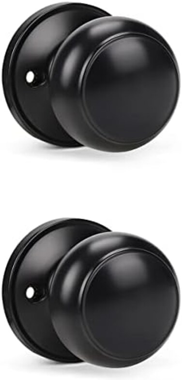 KNOBWELL 2 Pack Black Closet Door Knobs Dummy Door Knob, Individual Dummy Door Knob Single Side, Matte Black Interior Door Knobs, Easy Installation