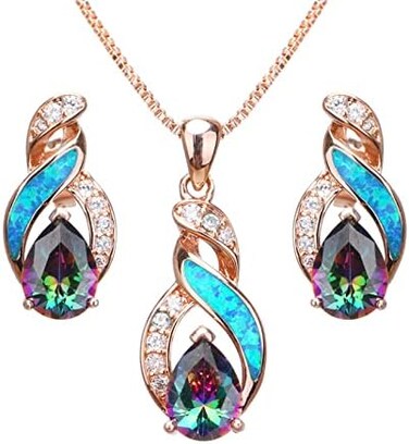 Hermosa Jewelry Sets Australian Created Opal Necklace Earrings Mother's Day Gifts Jewelry for Mom