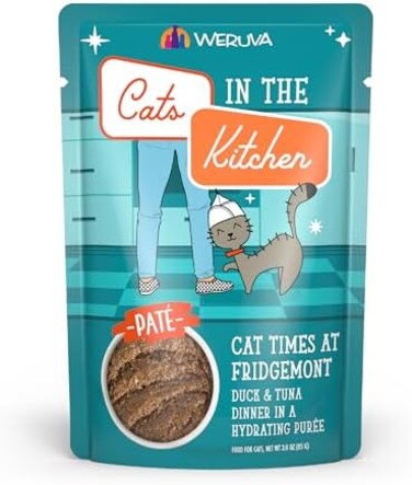 أكياس طعام القطط Weruva Cats in the Kitchen Slide N' Serve الخالية من الحبوب، كات تايمز آت فريدجمونت، 3 أونصة (عبوة من 12 كيسًا)