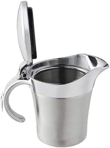 URONN Double Insulated Gravy Boat Stainless Steel Sauce Jug with Hinged Lid