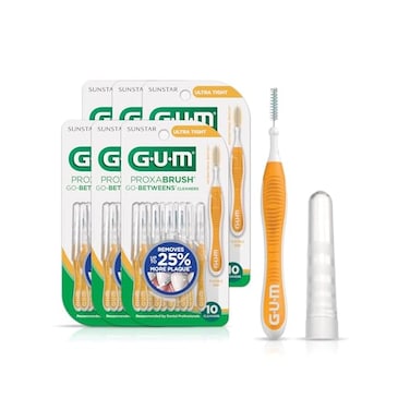 GUM - 10070942002438 Proxabrush Go-Betweens Interdental Brushes, Ultra Tight, Plaque Removal, 10 Count, (Pack of 6
