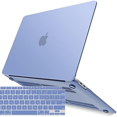 جراب IBENZER لجهاز MacBook Air مقاس 13 بوصة، إصدار 2020 و2019 و2018 الجديد A2179 A1932، جراب صلب مع غطاء لوحة مفاتيح لجهاز Apple Mac Air 13 Retina المزود ببصمة Touch ID، لون أزرق هادئ، MMA-T13SRL1