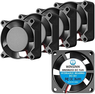 WINSINN 25mm Fan 5V DC Brushless Quiet Cooling 2510 25x10mm for 3D Printer Notebook - 2Pin 0.1A 0.5W 8500-10% RPM (Pack of 5Pcs