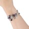 PEARLCLUB Beaded Chakra Bangle Turquoise Bracelet - Fashion Jewelry Wrap Bracelet with Thick Silver Metal and Mala Beads, Birthday Gifts For Women