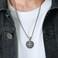 enhong Men's St Benedict Exorcism Pendant Necklace Stainless Steel Catholic Roman Cross Demon Protection Ghost Hunter Silver