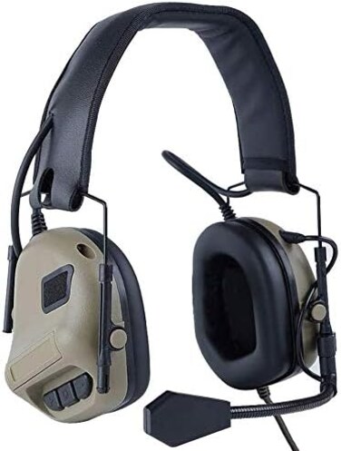 ATAIRSOFT Tactical Headset Wargame Hunting Headphone Without Noise Cancellation Function (Tan