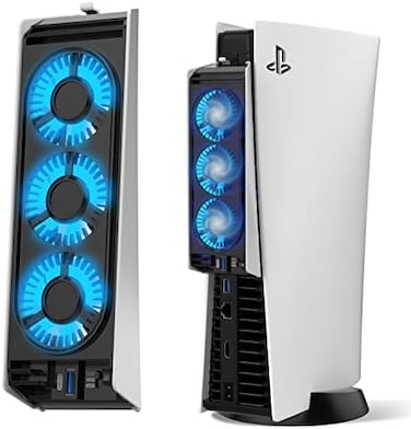 JUSPRO Cooling Fan for PS5 Accessories, Upgraded Quiet Cooler Fan with LED Light for PlayStation 5 Console/PlayStation 5 Digital EditionUltra HD Game Console