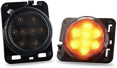 مصابيح جانبية LED أمامية بلون كهرماني مع عدسات دخانية من PXPART، مناسبة لسيارات جيب رانجلر موديلات 2007-2017