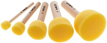 NAKLEO 5 PCs Foam Stencil Stippling Brush // Sponge Stippler // Wooden Handle // Paint // Craft // Stenciling