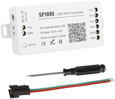 VIPMOON DC5~24V SP108E WiFi Controller for SK6812 SK6812-RGBW WS2812 WS2813 WS2815 AL2815 Strip Light,iOS/Android App Group Control