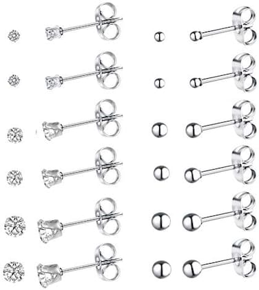 20g Tiny Round Clear Cubic Zirconia Ball CZ Cartilage Stud Earrings For Women Mens Girls Stainless Steel Small Mini Tragus Studs Hypoallergenic Huggie Piercing Jewelry Sets Gifts 2mm 3mm 4mm