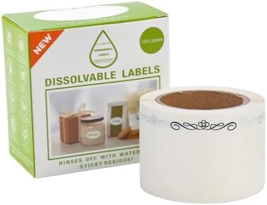 L LIKED 120 Stickers Dissolvable Food Labels for Containers 1 1/2" x 2 1/2" Canning Labels for Jars (Roll of 120(1 Rolls