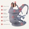 YOU+ME YouMe 4-in-1 Convertible Baby Carrier with 3D Cool Air Mesh - Heather Grey - Wear with a Newborn as Small as 8 lbs, and Infants up to Toddler of 32 pounds.