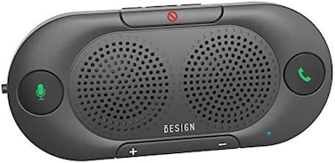 Besign BK06 Bluetooth 5.0 in-car Speakerphone with Visor Clip, Wireless Car Kit for Hands-Free TalkingMusic Streaming, Connects with SiriGoogle Assistant, Auto On Off, Dual 2W Speakers