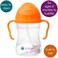 b.box Sippy Cup with Innovative Continuous Flow Weighted Straw Cup, Baby Straw Cup, Drink from Any Angle, Easy-Grip Handles, 8oz, 6 Months, Orange Zing