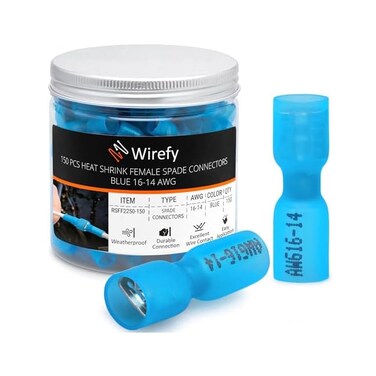 مجموعة موصلات سلكية من نوع Wirefy، 150 قطعة، ذكر وأنثى، موصلات طرفية قابلة للانكماش الحراري، أطراف توصيل كهربائية، موصلات أسلاك